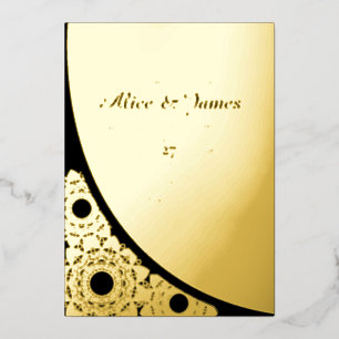 Invitation En Aluminium Mandala de coin élégant Mariage Noir et Or