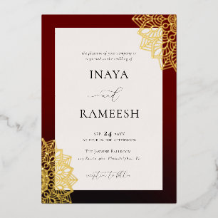 Invitation En Aluminium Mandala en or rouge