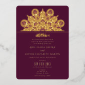 Invitation En Aluminium Mandala Mariage de Bourgogne musulmane en or de pr (Recto)