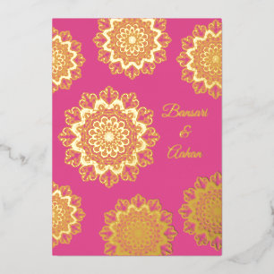 Invitation En Aluminium Mandala mariage d'or hindou