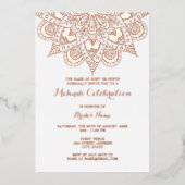 Invitation En Aluminium Mandala Mehndi élégant or rose réel (Recto)