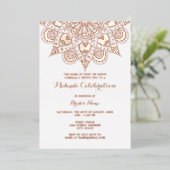 Invitation En Aluminium Mandala Mehndi élégant or rose réel (Debout devant)