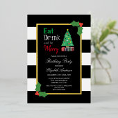 Invitation En Aluminium Mangez Un Verre Et Soyez Joyeux Anniversaire (Debout devant)