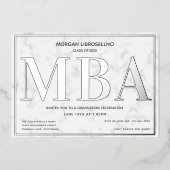 Invitation En Aluminium Marble Silver Photo MBA Graduation (Recto)