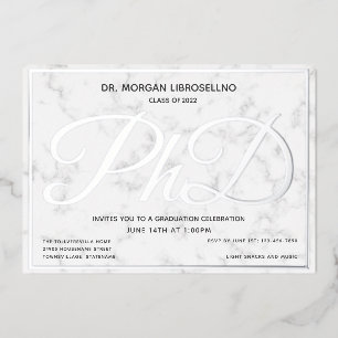 Invitation En Aluminium Marble Silver White Doctorat