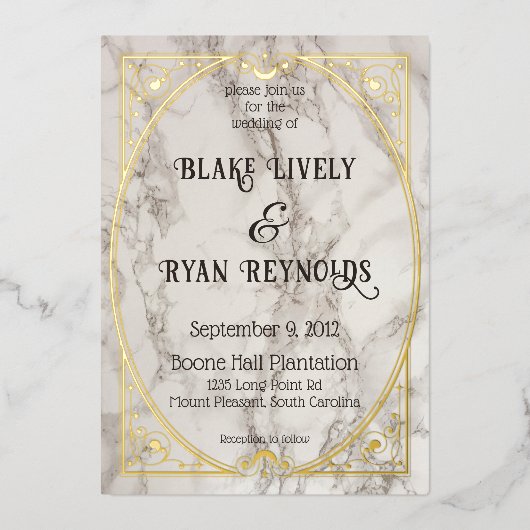 Invitation En Aluminium Marbre Art Nouveau (Recto)