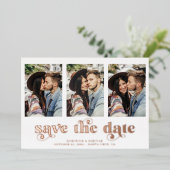 Invitation En Aluminium Marbre d'or Rose moderne Enregistrer la date (Debout devant)