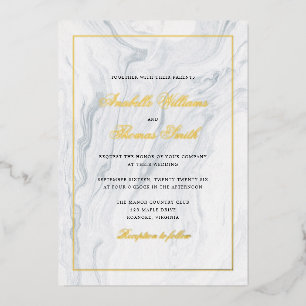 Invitation En Aluminium Marbre élégant et Mariage or