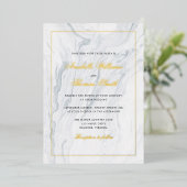 Invitation En Aluminium Marbre élégant et Mariage or (Debout devant)