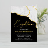 Invitation En Aluminium Marbre élégant Geoed 18e anniversaire Real (Debout devant)