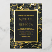 Invitation En Aluminium Marbre gris fusain moderne Mariage photo Or (Recto)
