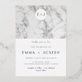 Invitation En Aluminium Marbre moderne Mariage simple Mariage à huile d'ar (Recto)