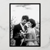 Invitation En Aluminium Marbre noir moderne Mariage photo Or (Verso)