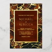 Invitation En Aluminium Marbre rouille en terre cuite moderne Mariage phot (Recto)