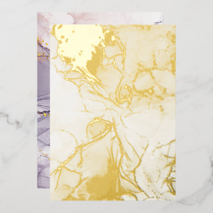 Invitation En Aluminium Marbre Violet et Or