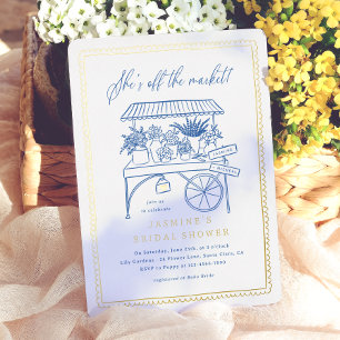 Invitation En Aluminium Marché de Fleurs Dessinées à la Main pour une Mari