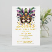 Invitation En Aluminium Mardi Gras Fête (Debout devant)