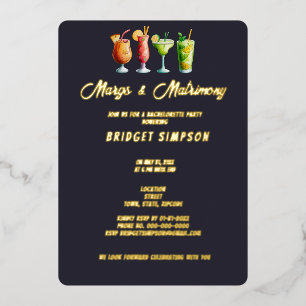 Invitation En Aluminium margs classiques et mariage Bachelorette Party