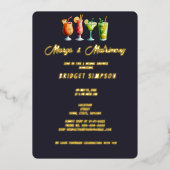 Invitation En Aluminium margs dorés classiques et douche matrimoniale (Recto)