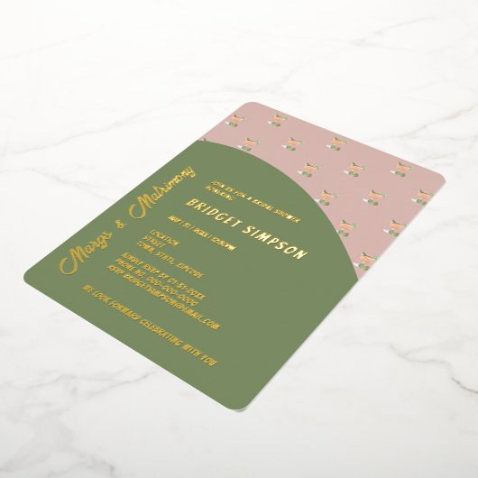 Invitation En Aluminium margs verts sauge et douche matrimoniale (Rotation)