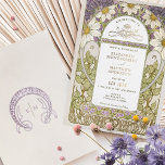 Invitation En Aluminium Marguerites de lavande d'or Mariage Art Nouveau<br><div class="desc">Ambiance marguerite Vintage Art Nouveau (Argyranthemum frutescens) & invitations de mariage de Lavender par Alphonse Mucha dans un design floral, romantique et fantaisiste. Les fleurs victoriennes complètent les polices art déco classiques. Entrez vos informations personnalisées, et vous avez terminé. Si vous souhaitez modifier la conception, cliquez simplement sur le bouton...</div>