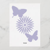 Invitation En Aluminium Marguerites et papillons en Lavande (Verso)