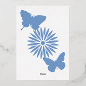 Invitation En Aluminium Marguerites et papillons en Périwinkle (Verso)