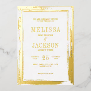 Invitation En Aluminium Mariage à cadre doré moderne