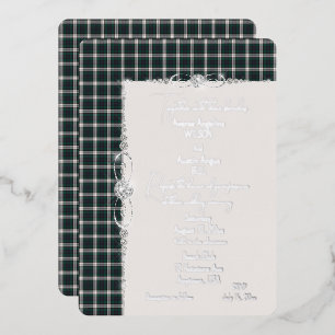 Invitation En Aluminium Mariage à carreaux Tartan Black Watch Dress
