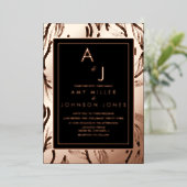 Invitation En Aluminium Mariage à feuilles de feuillage botanique pressé (Debout devant)