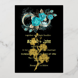 Invitation En Aluminium Mariage à fleurs Aqua