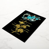 Invitation En Aluminium Mariage à fleurs Aqua (Rotation)