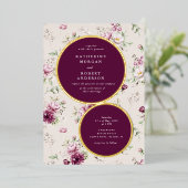 Invitation En Aluminium mariage à fleurs du jardin magenta (Debout devant)