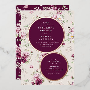Invitation En Aluminium mariage à fleurs du jardin magenta