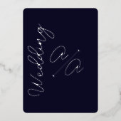 Invitation En Aluminium Mariage à huile d'argent bleu bleu marine (Recto)