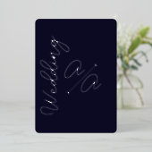 Invitation En Aluminium Mariage à huile d'argent bleu bleu marine (Debout devant)