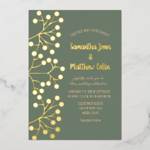 Invitation En Aluminium Mariage à huile d'or vert de la respiration du béb