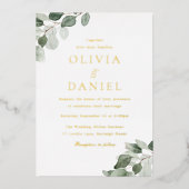 Invitation En Aluminium Mariage à huile verte et or (Recto)