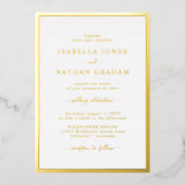 Invitation En Aluminium Mariage à la Bordure Dorée (Recto)