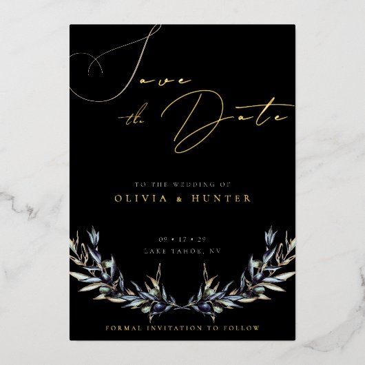 Invitation En Aluminium Mariage à la Branche d'Olivier Enregistrer la Date (Recto)