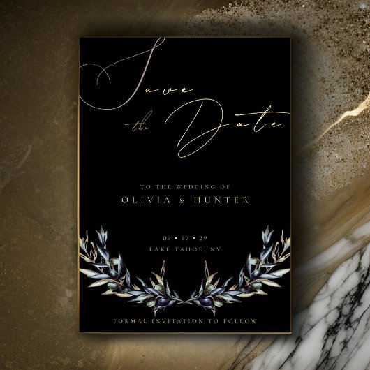 Invitation En Aluminium Mariage à la Branche d'Olivier Enregistrer la Date