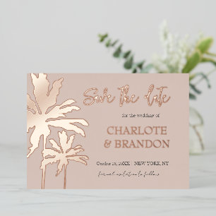 Invitation En Aluminium Mariage à la plage aux palmiers rougissants Enregi