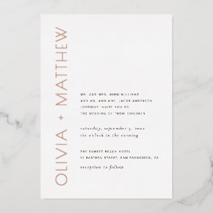 Invitation En Aluminium Mariage à la typographie dorée simple minimaliste
