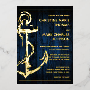Invitation En Aluminium Mariage à l'ancre de bateau en bois de marine