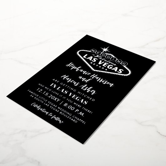 Invitation En Aluminium Mariage à Las Vegas - Informations argentées au ve (Rotation)