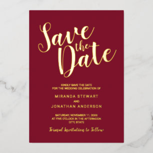 Invitation En Aluminium Mariage à l'Écriture Moderne Économisez la Date Bo