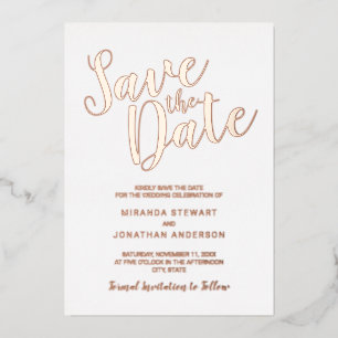 Invitation En Aluminium Mariage à l'Écriture Moderne Économisez la Date Ro