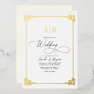 Invitation En Aluminium Mariage à l'esthétique de l'ancien argent or et iv