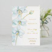 Invitation En Aluminium Mariage à l'Orchidée Bleue Douce (Debout devant)