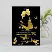 Invitation En Aluminium Mariage à papillon en verre d'or (Debout devant)